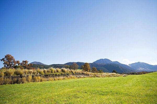 九重連山を仰ぐ風の丘コース