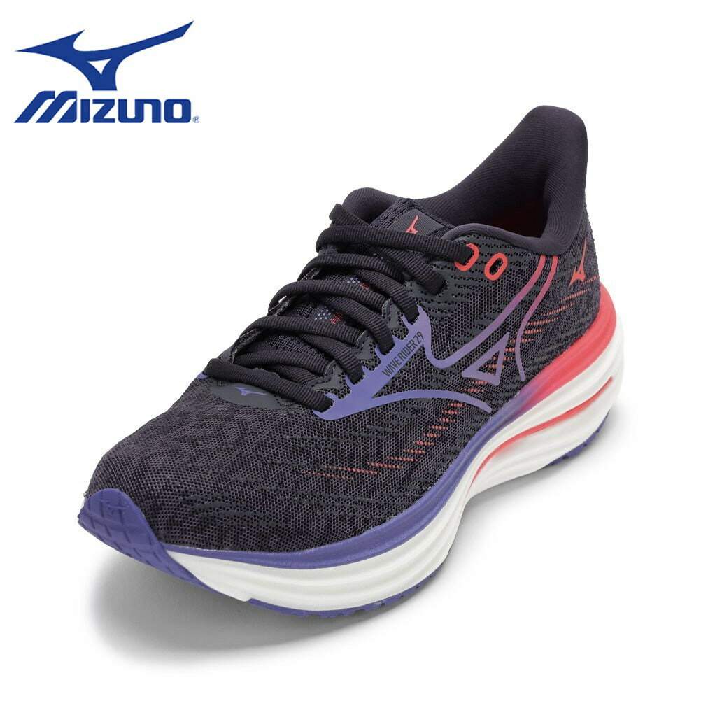 【全品P15倍！15日00:00〜26H限定】ミズノ MIZUNO J1GD250321 L レディース靴 靴 シューズ 2E相当 スニーカー ランニング ウォーキング シューズ 軽量 WAVE RIDER 29 クッション性 衝撃吸収 高反発 ローカットスニーカー 人気 ブランド ネイビー×ピンク TSRC