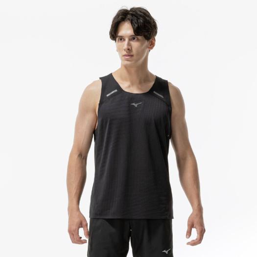 ミズノ公式 クイックドライ ジャガード シングレット メンズ ブラック