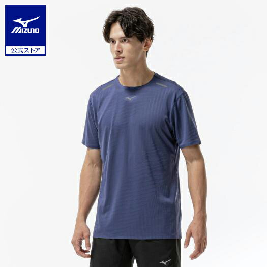 ミズノ公式 クイックドライ ジャガード Tシャツ メンズ エステートブルー