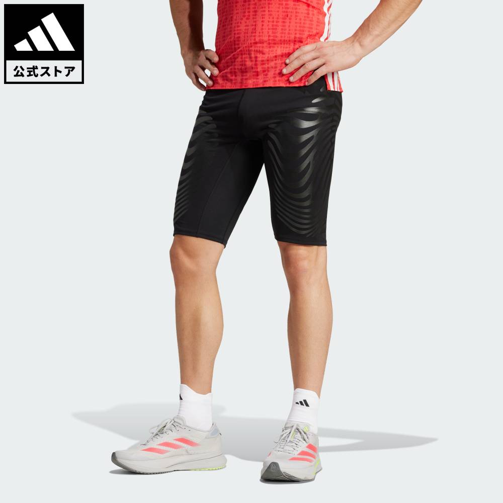 【公式】アディダス adidas 返品可 ソーシャルギフト対象 ランニング アディゼロ コントロール ランニングショートレギンス パフォーマンス メンズ ウェア・服 タイツ 黒 ブラック IX8976